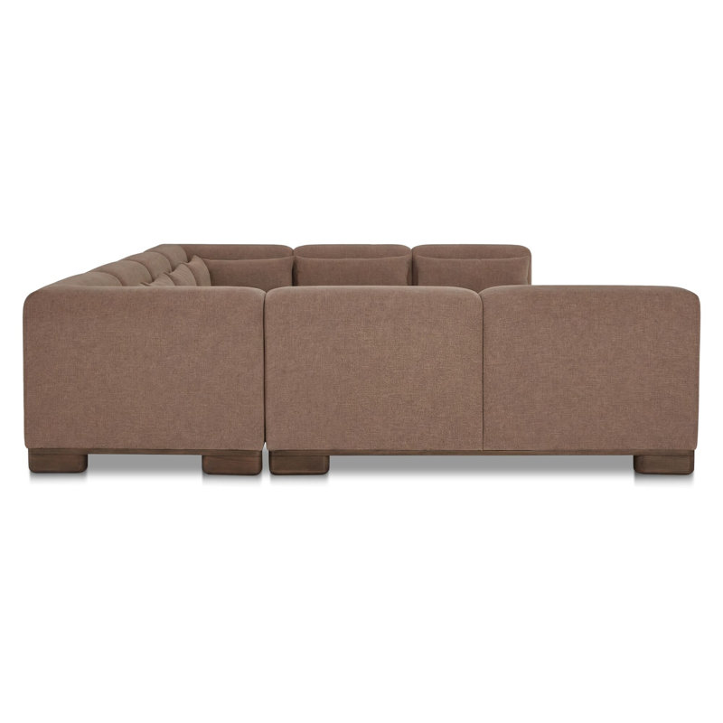 June Modular Sofa Performance Fabric, 30" H x 150" W x 110" D, Brown