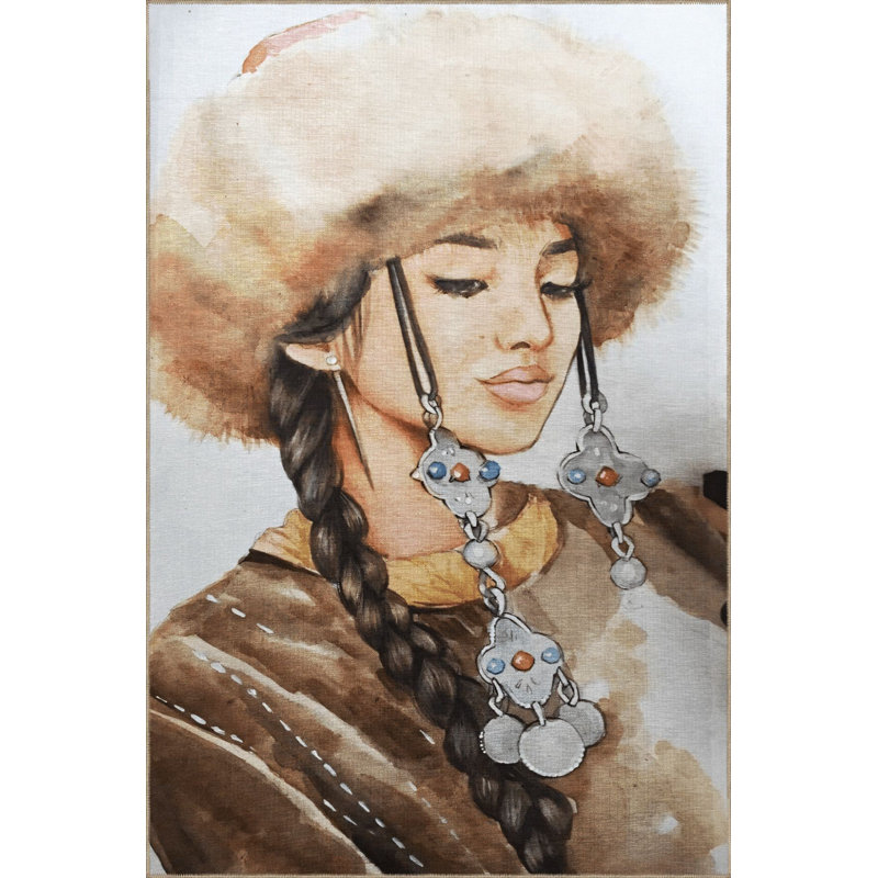 Tapis multicolore à motif abstrait de femme abstraite à motif de portrait décoratif créatif, Rectangle 2 pi 4 po x 3 pi 11 po