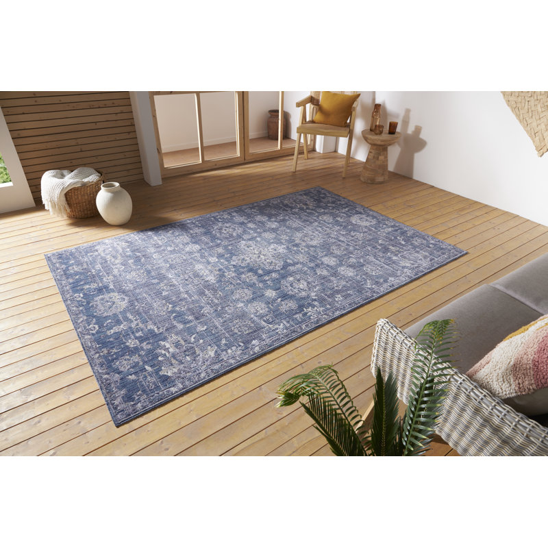 Alexandria Blue Indoor/Outdoor Rug, Rectangle 75 x 120 cm