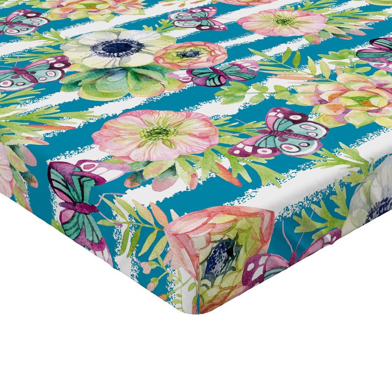 Drap-housse Ambesonne, Drap-housse très grand californien, Vert fougère, bleu mer / floral