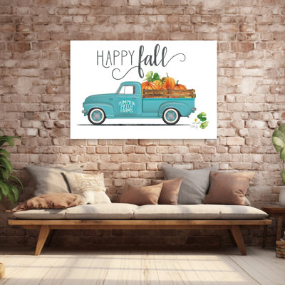 Happy Fall Vintage Truck 1 Piece Wrapped Canvas Wall Art