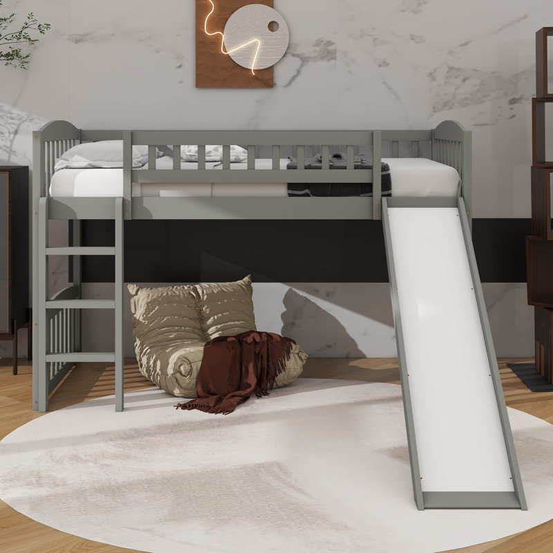 Twin-Size Loft Bed Highlighting A Slide