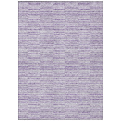 Tapis extérieur lavable rayé prune et mauve 9 pi x 12 pi