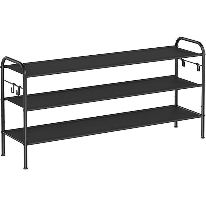 Range-chaussures Songmics, range-chaussures à 3 niveaux, étagère à chaussures en tissu avec 4 crochets, peut contenir jusqu'à 18 paires de chaussures, range-chaussures à hauteur ajustable pour vestibule, couloir, placard, assemblage facile, noir enc