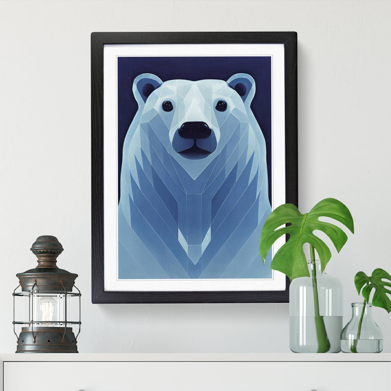 Polar Bear Purism - Picture Frame Print, Black, 64cm H x 46cm W x 2cm D