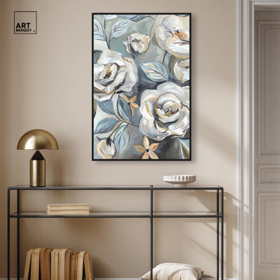 Grey Delight Canvas Elegant Floral Art by Art Remedy