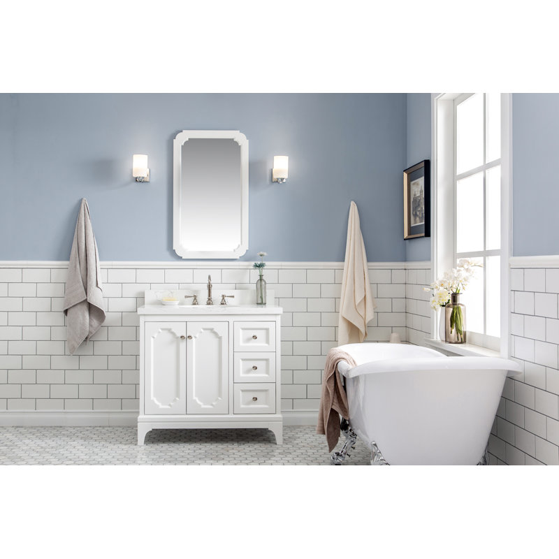Queen 36" Single Bathroom Vanity Set, Pure White, Hook