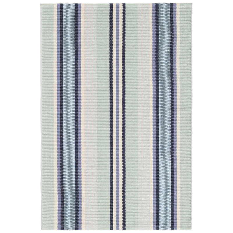 Barbados Stripe Handwoven Cotton Rug, Rectangle 5' x 8'