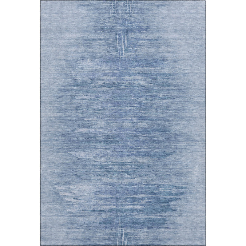 Tapis bleu Prisco lavable à la machine de qualité supérieure, Rectangle 5 pi x 7 pi 6 po