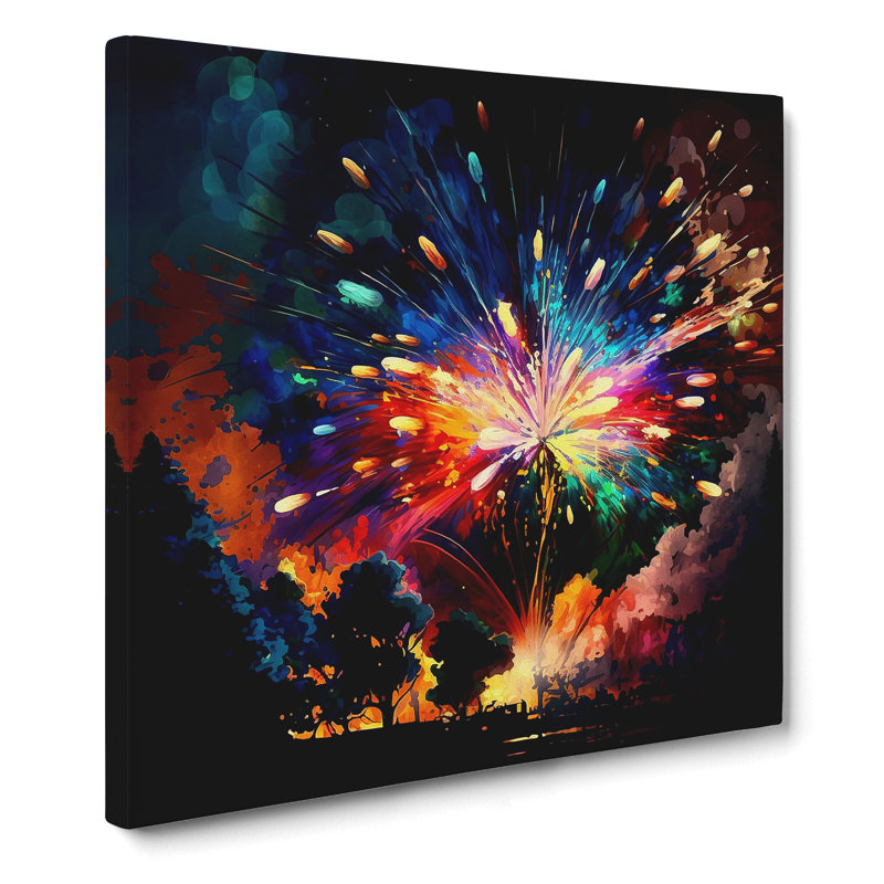 Fireworks Expressionism - Wrapped Canvas, 50cm H x 50cm W x 3cm D