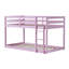 Lit mezzanine simple au-dessus de simple en bois massif avec échelle - hauteur basse, lattes durables et rangement sous le lit, rose-1414945272