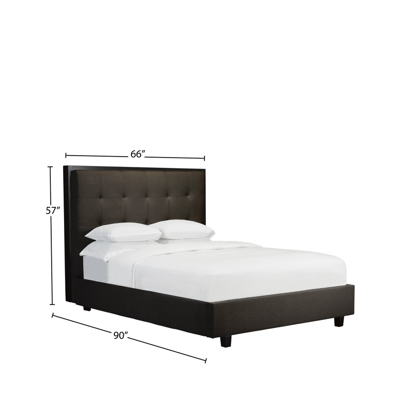 Lit plateforme en tissu d’ameublement, Espresso, Grand