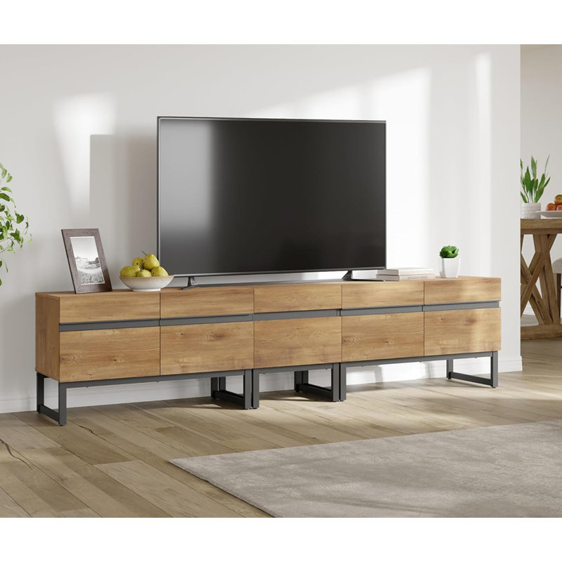 Aadam Modern TV Stand, 4 In 1 Entertainment Center TV Console With Storage Cabinets And Metal Base,Media Console For Living Room