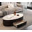 Modern 47" Oval Coffee Table With Storage, White Faux Marble Top & Black Metal Base-1150411784