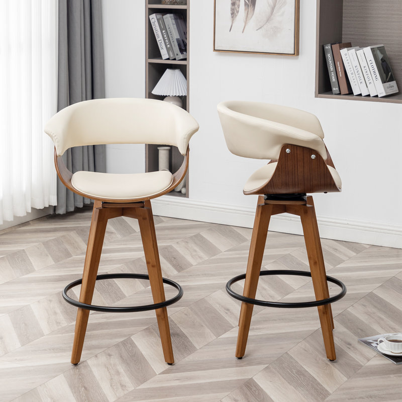 Joeanne Faux Leather Swivel 26'' Counter Stool (Set of 2)