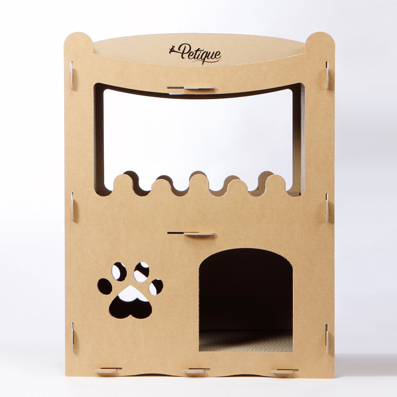 Eco-Friendly Brown Cardboard Multi-Level Cat House