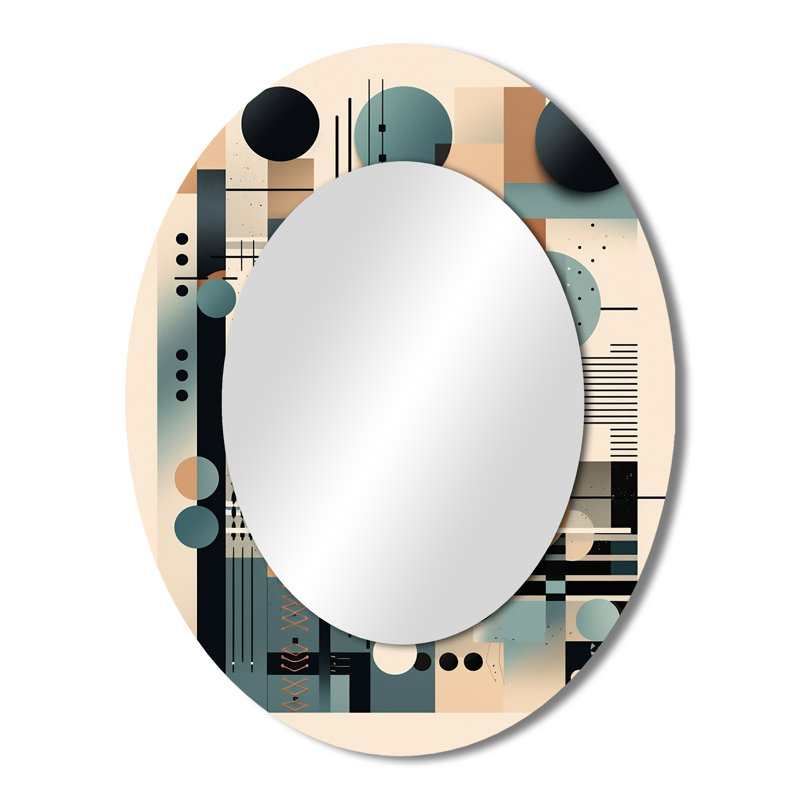 Blue And Black Symmetry In Motion II - Modern Oval Wall Mirror, 43" x 33"
