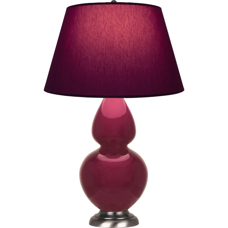 Lampe de table double gourde en céramique, Prune / lavande, Argent argent, Sucre prune glacé