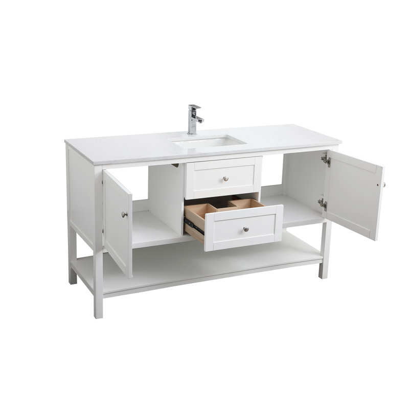 Meuble-lavabo simple 60 po gris Heath, Blanc
