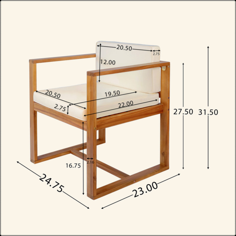 Ensemble de chaises de patio confortables pour manger en plein air, Teck
