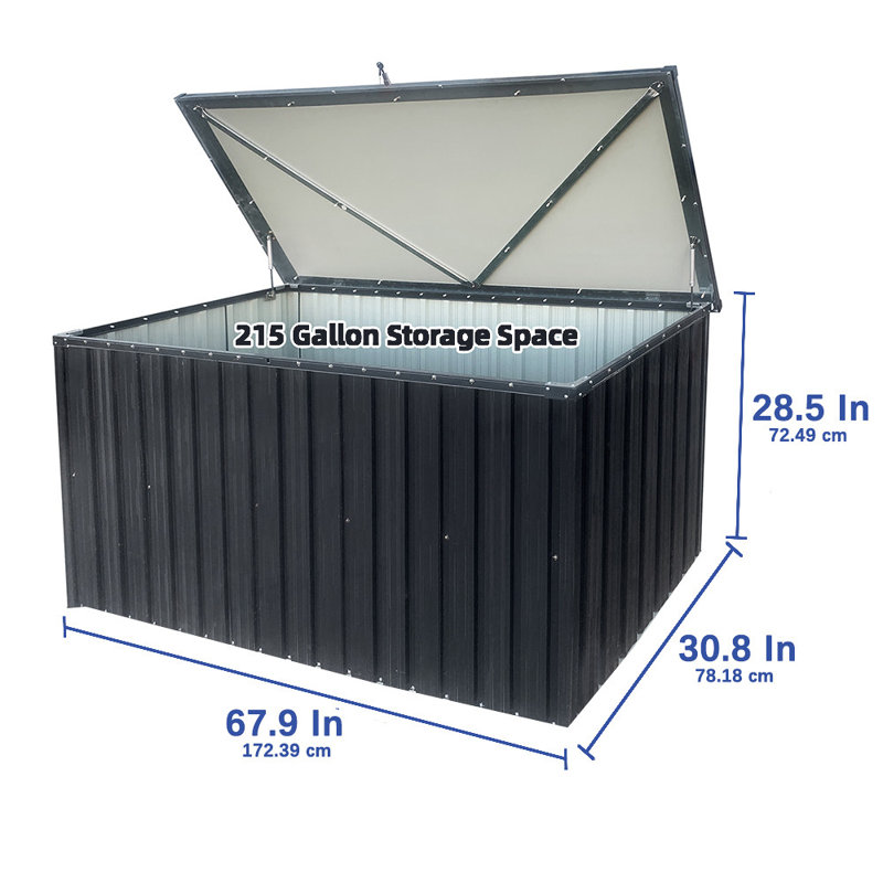 Boîte de rangement pour l'extérieur en métal, H 28,5 po x l 67,9 po x P 30,8 po