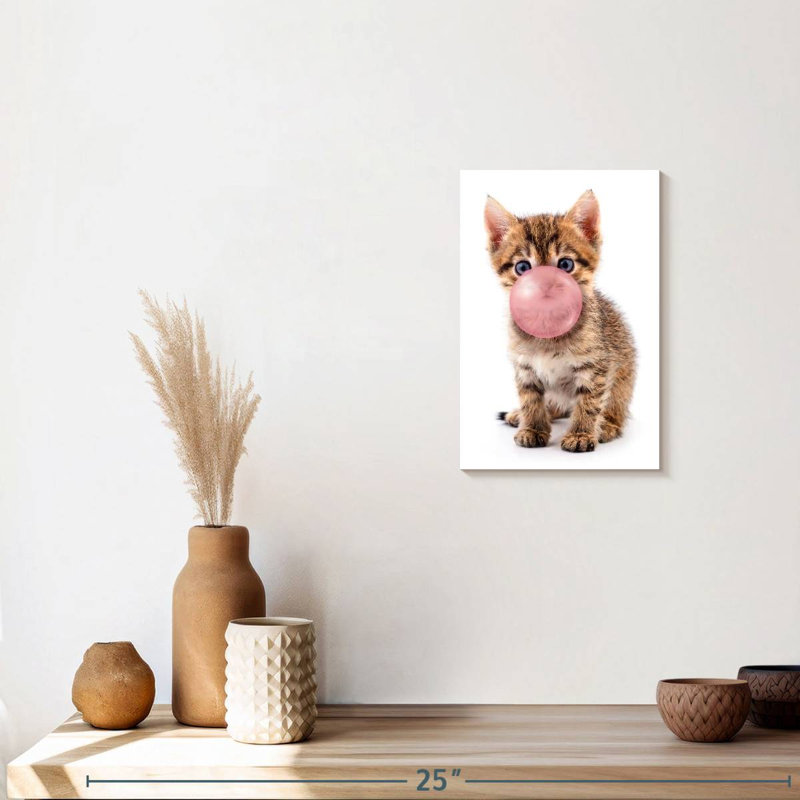 " Bubble Gum Kitten ", 8" H x 12" W x 1" D