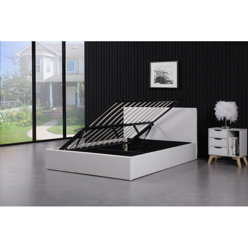 Violetta Upholstered Ottoman Storage Bed, Double (4'6), White