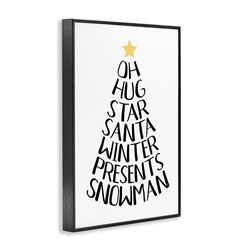 Arbre de mots saisonniers, art de la giclée, conception de Martina Pavlova, H 18 po x l 12 po, Giclée encadrée noir minuit