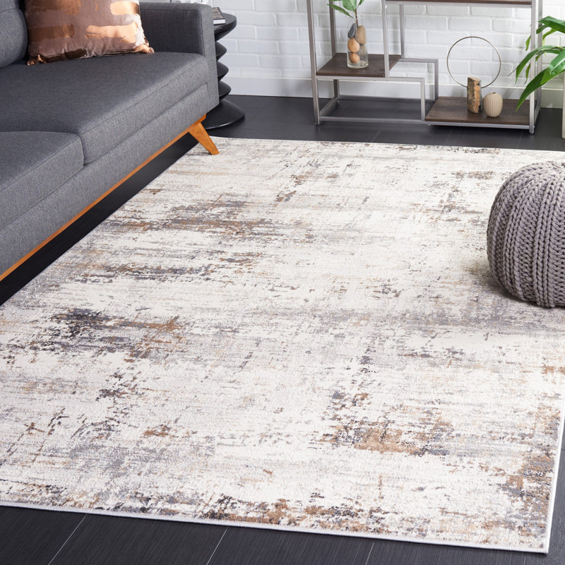 Tapis ivoire / gris Griner Padillo, Rectangle 4 pi 5 po x 6 pi 5 po