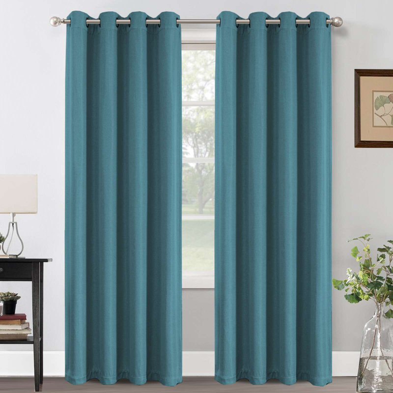 Linen Blackout Curtain for Bedroom/Living Room Thermal Insulated Grommet Linen Look Curtain Drapes Primitive Textured Burlap Effect Window Drapes 1 Panel