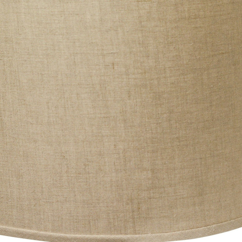 Abat-jour tambour en lin parchemin, H 11 po x l 16 po x P 16 po, Marron foncé