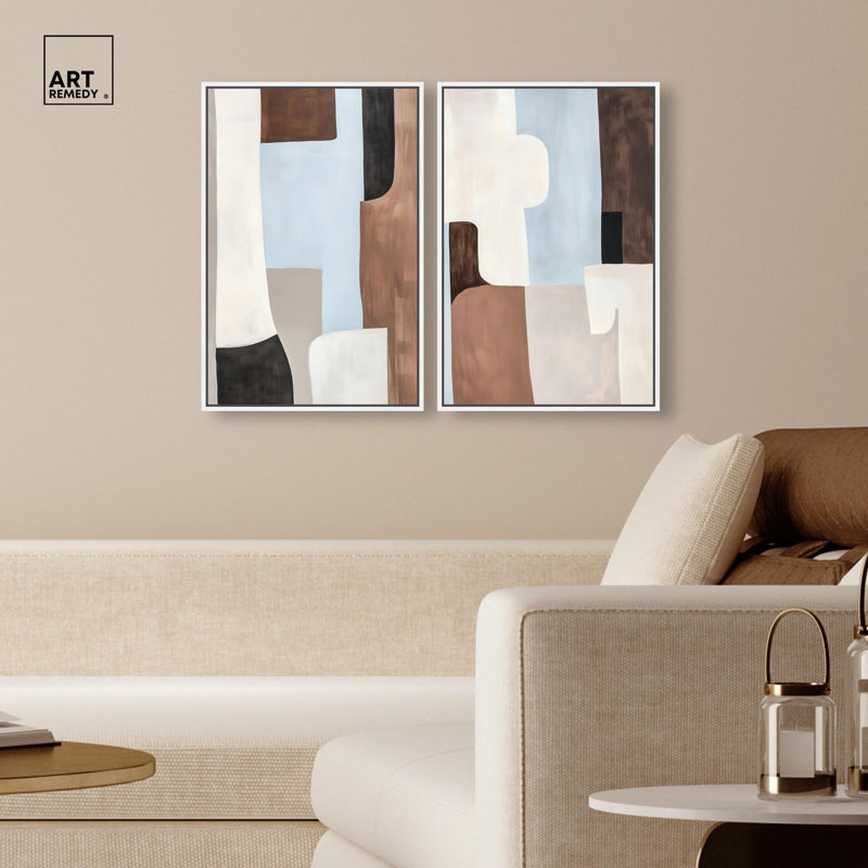 Architectural Hues Set Canvas Print Brown Wall Art Set by Art Remedy, Black Frame, 10 x 15, 25" H x 17" W, White Frame