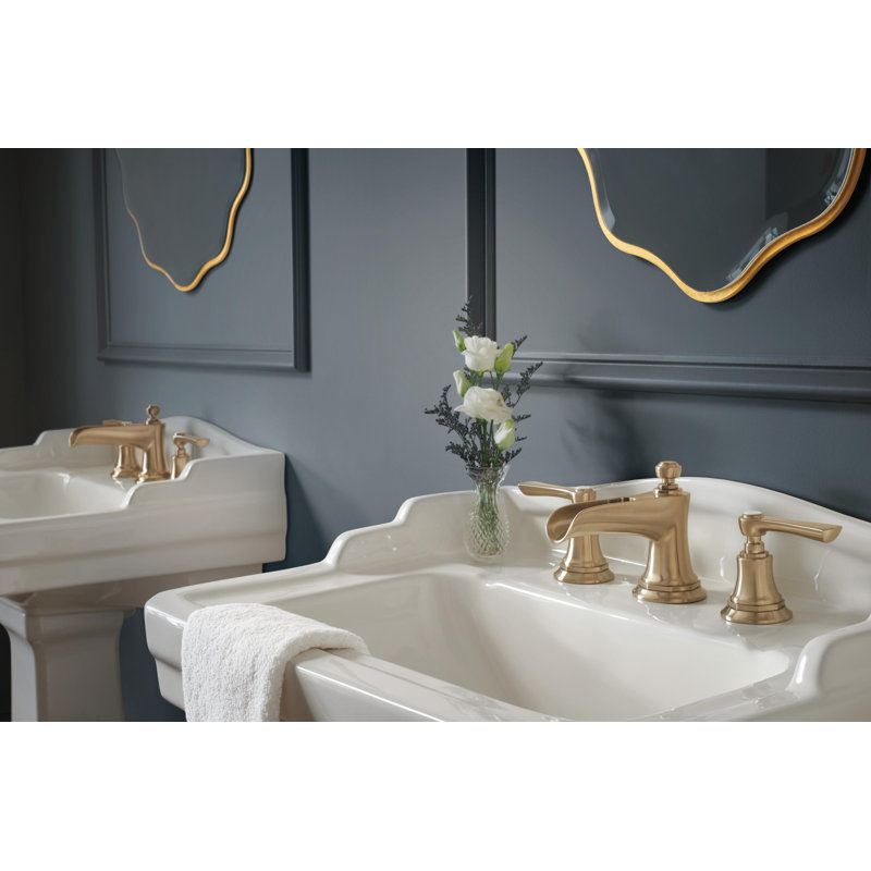 Rook® Widespread Bathroom Faucet with Drain Assembly, 1.2, Lever, Luxe Gold