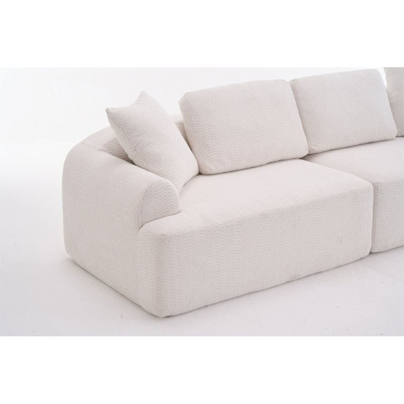 Canapé combiné à 4 places, tissu en laine au crochet, canapé à compression pleine éponge, canapé combiné avec 4 coussins pour la maison / les meubles / les appartements
