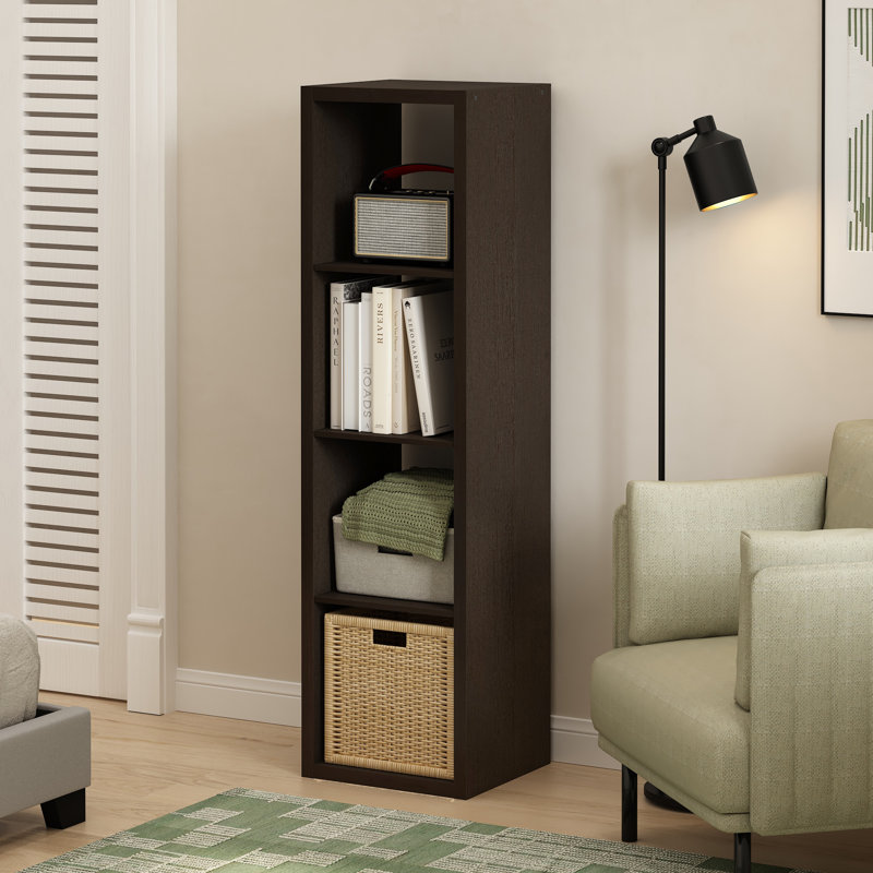 Organisateur de rangement Ebern Designs Darrington, (4 tablettes) H 57,95 po x l 15,87 po x P 14,57 po, Chêne foncé
