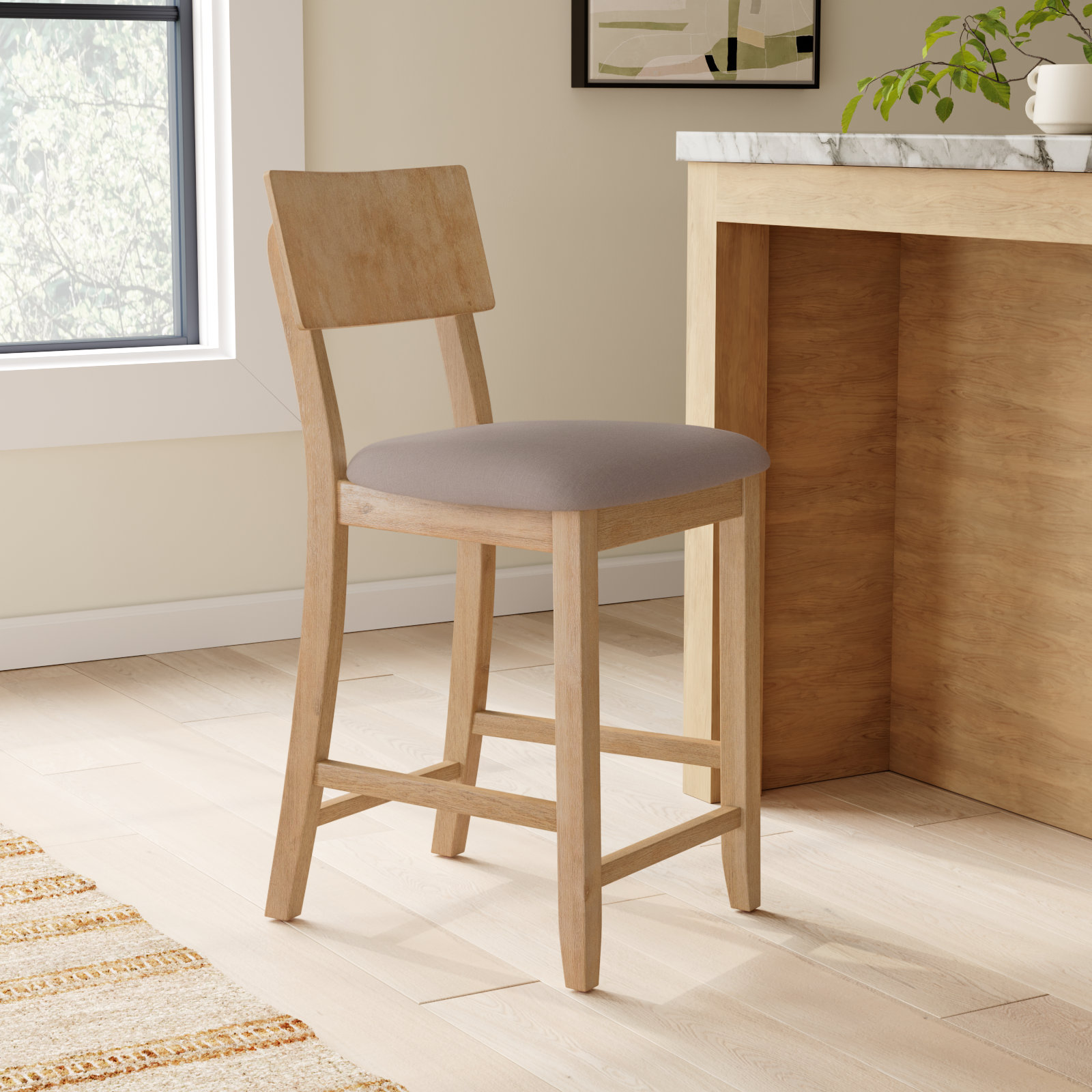 Andelo Bar and Counter Stool, Gray Seat/Gray Wash Frame, Counter Stool (24" Seat Height)