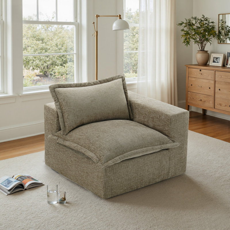 Upholstered Armchair, Camel