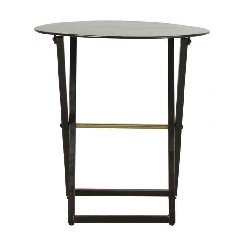 Aisha Iron Top End Table, Dark brown