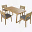 Ensemble de table et chaises d'extérieur en bois d'acacia, coussins épais-341826842