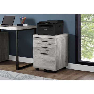 Modern Office File Cabinet With Rolling Wheels, Grey Laminate And Ample Storage Ability Storage, Stand