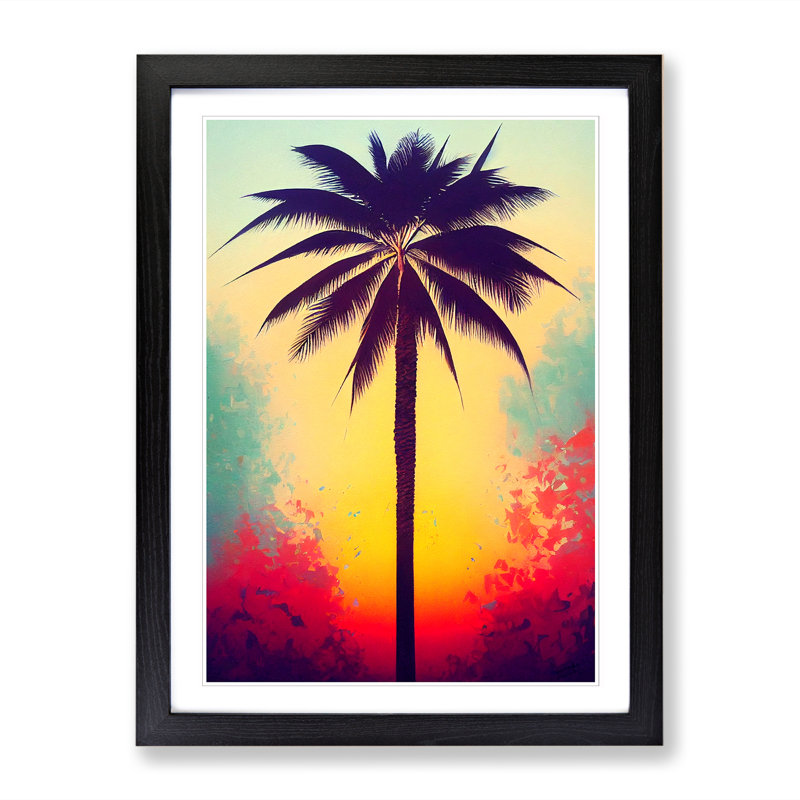 Palm Tree Vol.1 - Single Picture Frame Painting, 64cm H x 46cm W x 2cm D, Oak