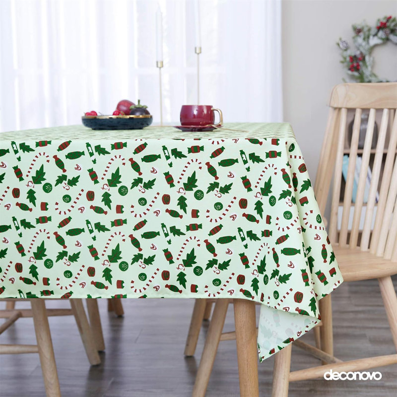 Rectangle Polyester Tablecloth, Light green, 130cm W x 280cm L