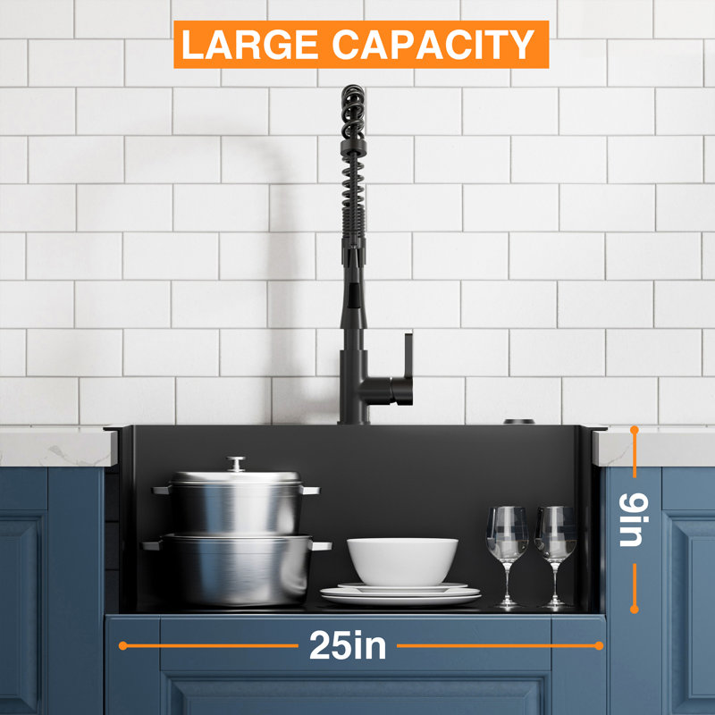 Évier de cuisine en acier inoxydable noir de qualité supérieure de style contemporain pour les cuisines modernes