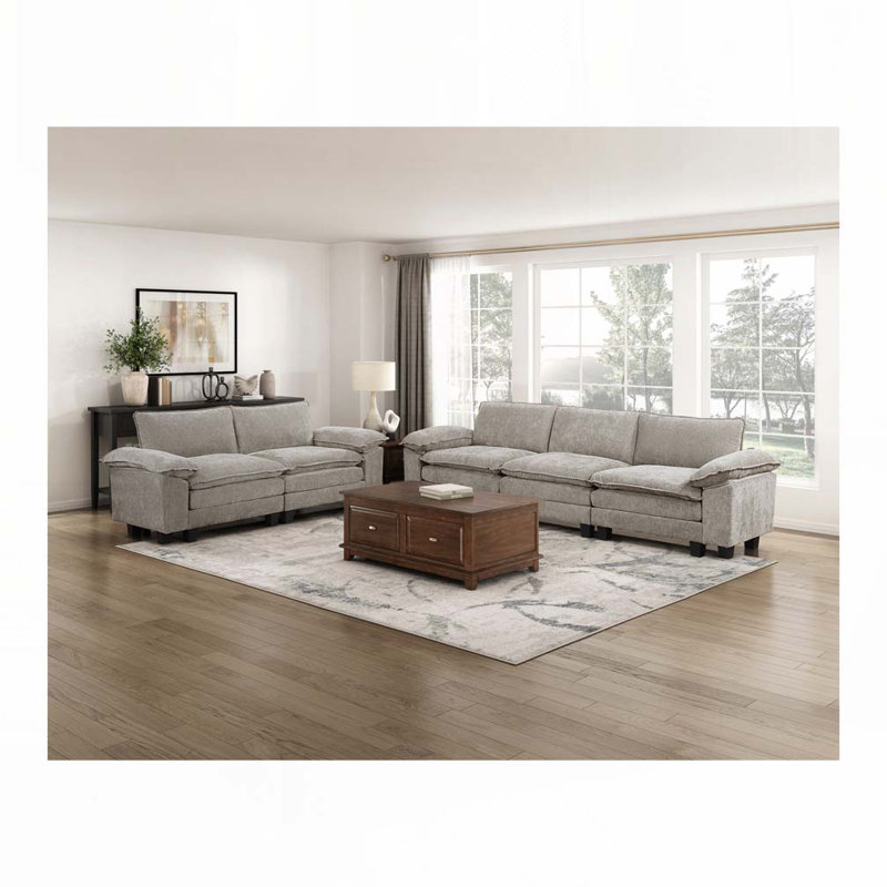 Causeuse en tissu d'ameublement en chenille, Gris brun