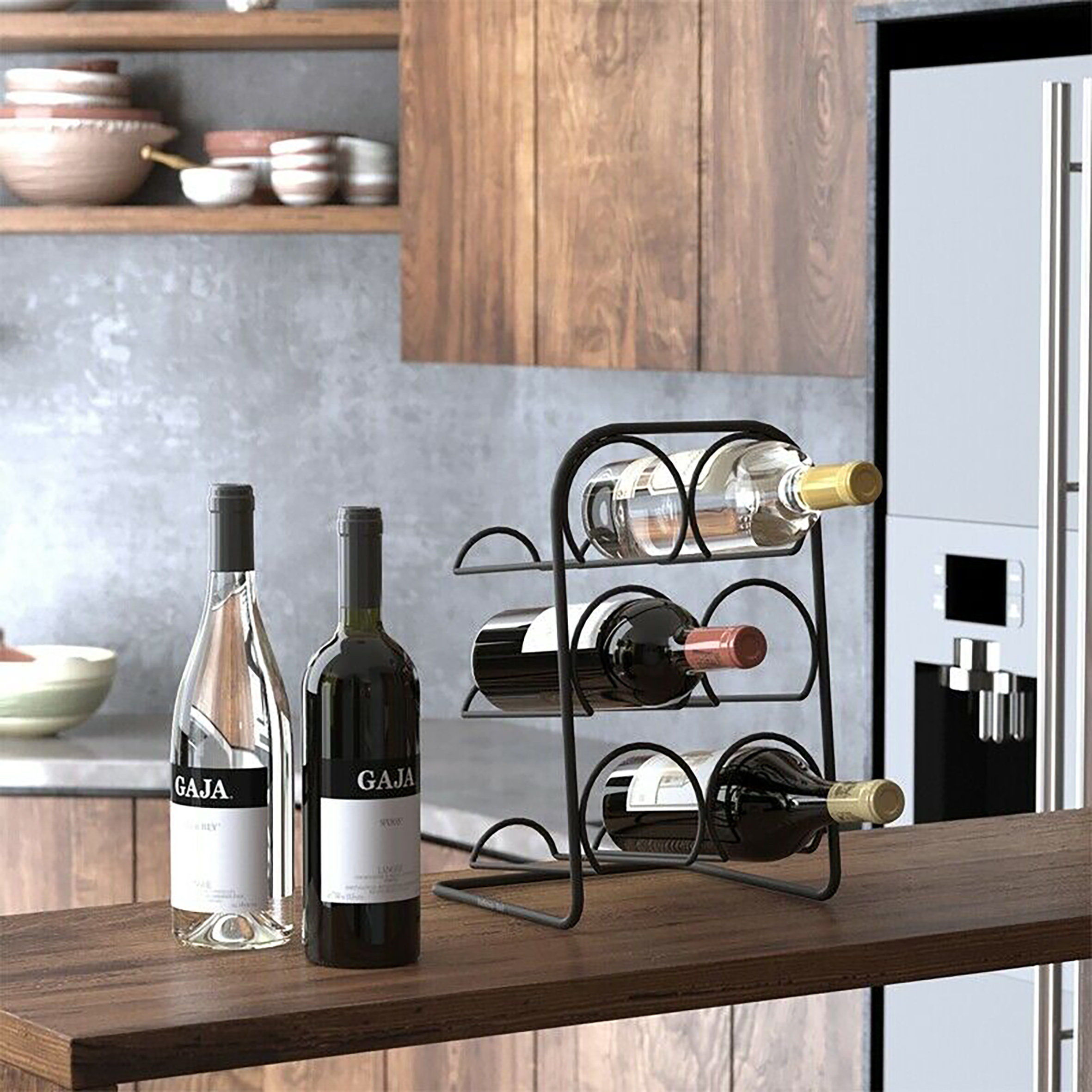 Belfry Kitchen Matte Black Wine Rack 6 Bottles Holder Cabinet Kitchen ...