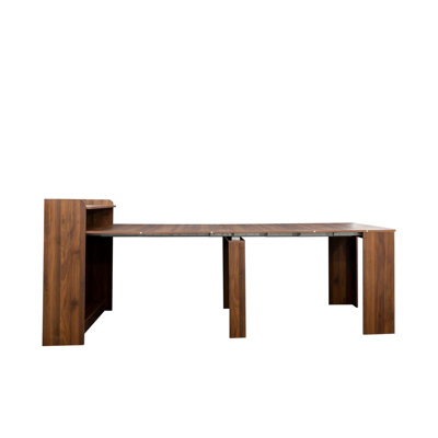 Table de salle à manger extensible moderne avec rangement - Panneau de particules 15 mm, finition mélamine