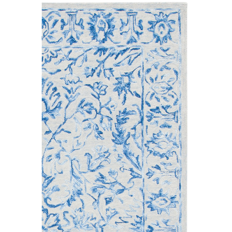 Maniscalco Oriental Handmade Tufted Wool Blue/Beige Area Rug, Runner 2'3" x 9'