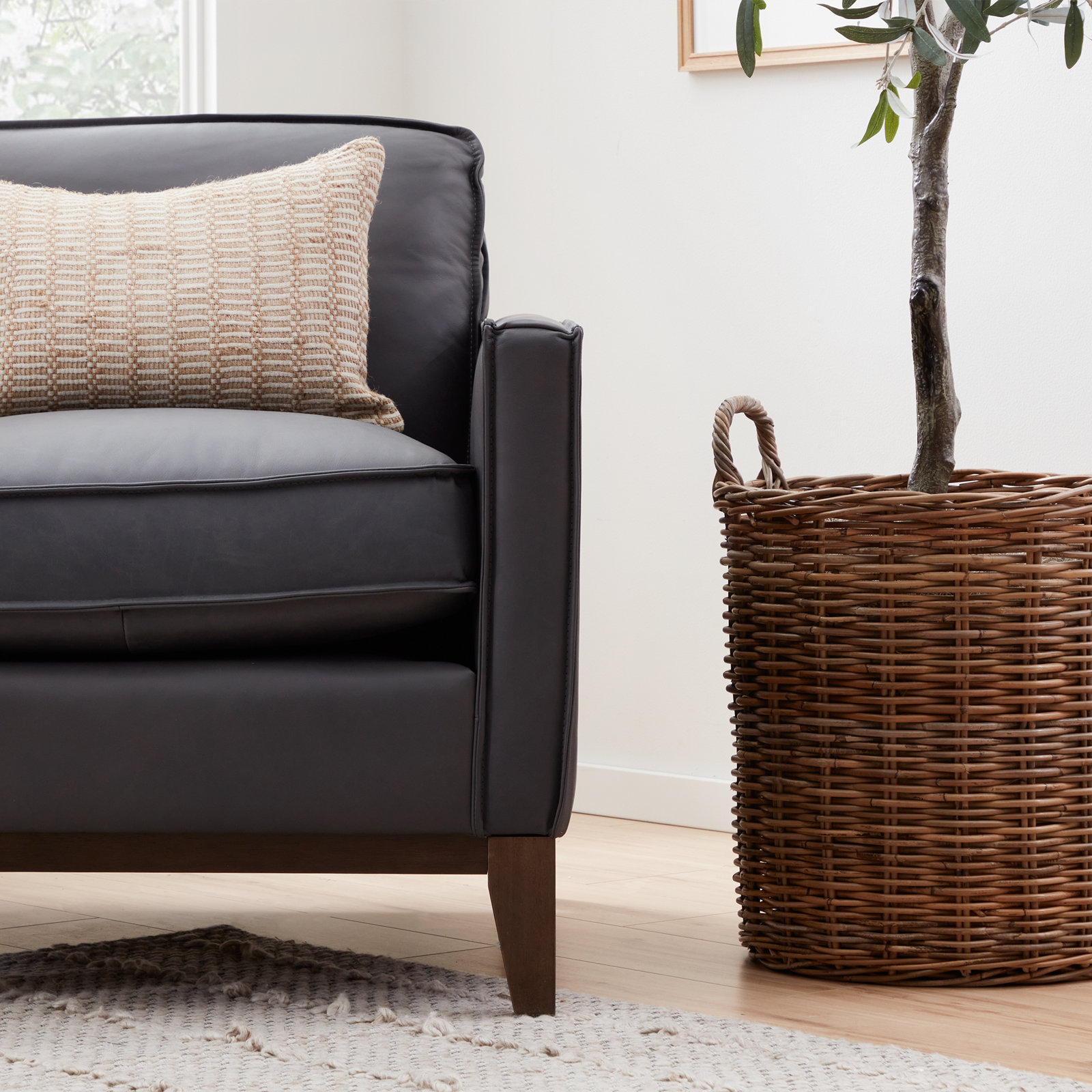 Cascades Leather Armchair, Gravel Genuine Leather