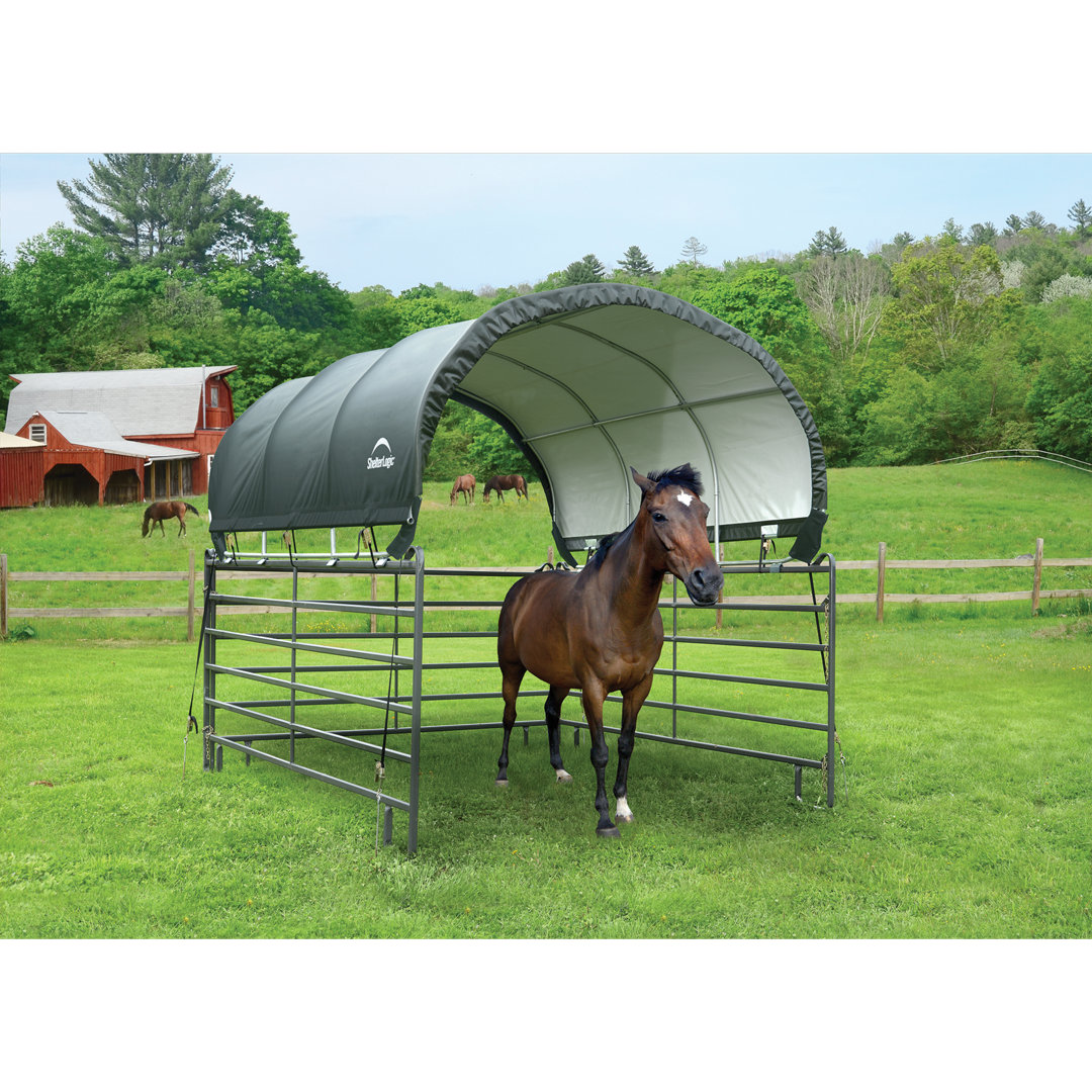 Corral Shelter Livestock Shade 10 x 10 ft. Powder Coated Green ShelterLogic