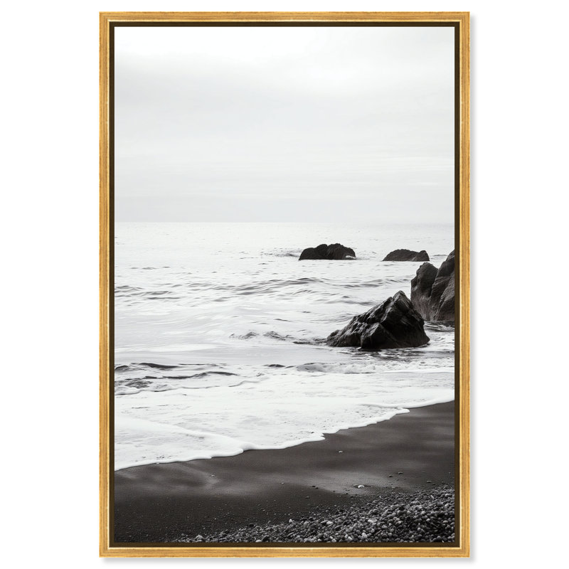 "Pebbled Shoreline", reproduction d'art acrylique encadrée par Art Remedy, cadre doré, 20 x 30, H 31 po x l 21 po, Gold Frame